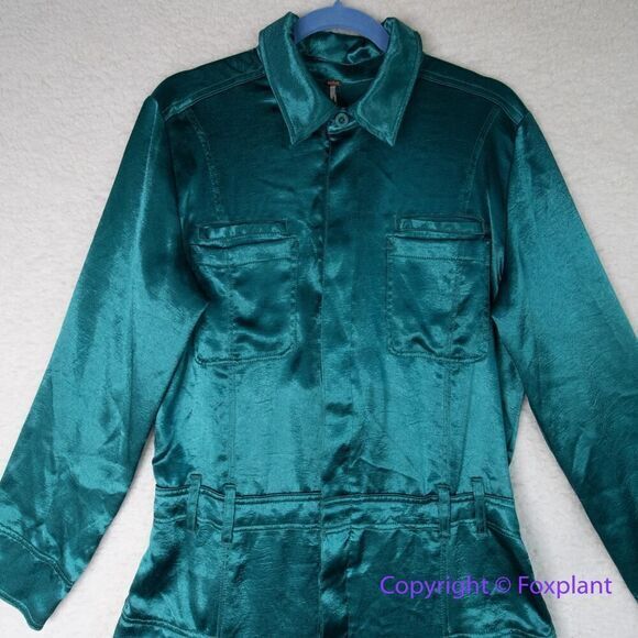 Free People Night Like This One-Piece Jumpsuit in green, size L - Picture 5 of 16